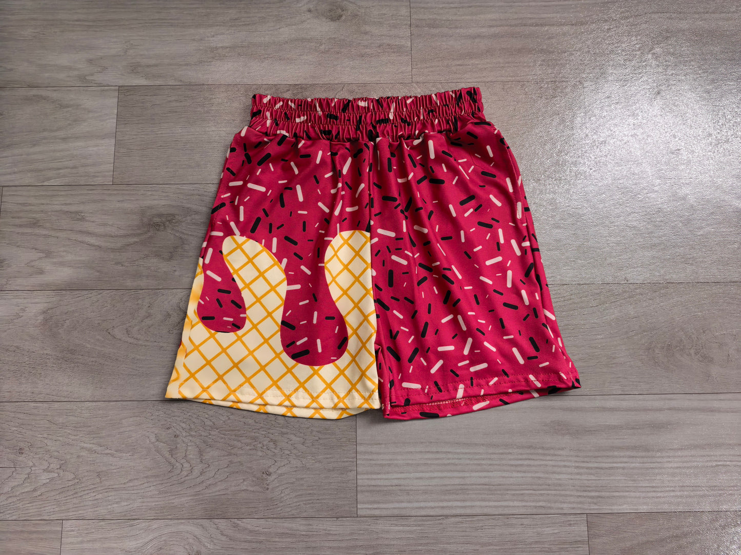 SS0638 Pre order No Moq Maroon ice cream sprinkle kids boys summer shorts