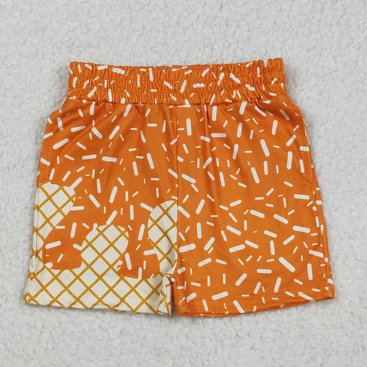 RTS NO MOQ （In stock）SS0639 Baby Boys Summer Shorts Orange Team Shorts Bottom Drip Sprinkles Design Comfortable Breathable Clothing for Infants