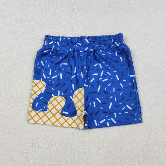 RTS NO MOQ （In stock）SS0640 Baby Boys Summer Shorts Royal Blue Drip Sprinkle Team Shorts Bottom