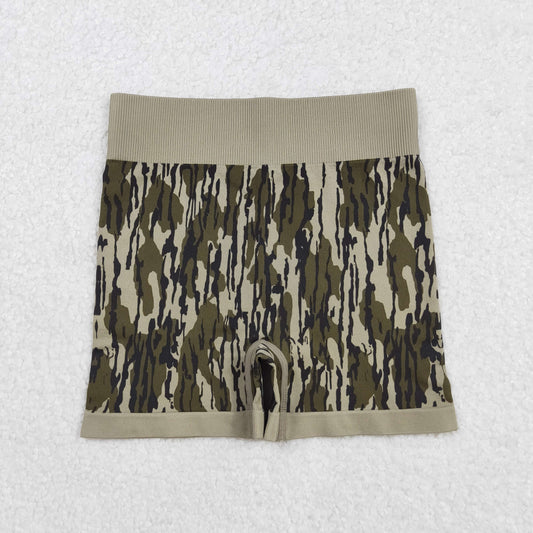 RTS NO MOQ （In stock）SS0642 Adult Women's Summer Yoga Shorts Adult Women's Army Green Camouflage Shorts for Casual Wear