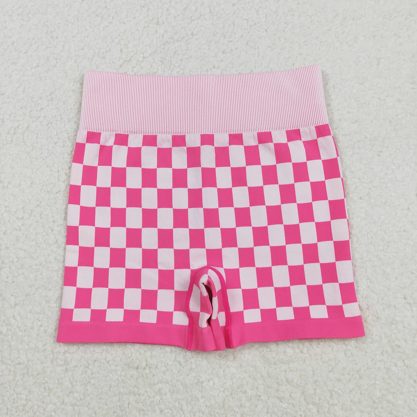 RTS NO MOQ （In stock）GT1190+SS0645 Adult Women's Yoga Outfits Sleeveless Plaid Thick Fabric Activewear Adult Clothing Pink