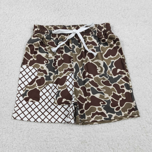 3.27  RTS NO MOQ （In stock）SS0814 Baby Boys Summer Dark Brown Camo Drip Team Shorts Bottom
