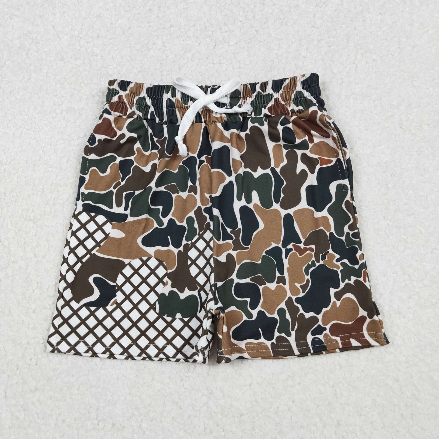 10.27 RTS NO MOQ （In stock）SS0651 Baby Boys Summer Shorts Baby Boys Dark Green Camo Drip Southern Team Shorts Bottom