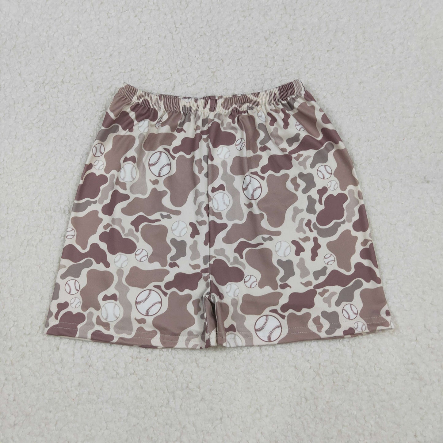 10.20 RTS NO MOQ （In stock）SS0654 Baby Boys Summer Shorts Baby Boys Khaki Camo Baseballs Team Shorts Bottoms