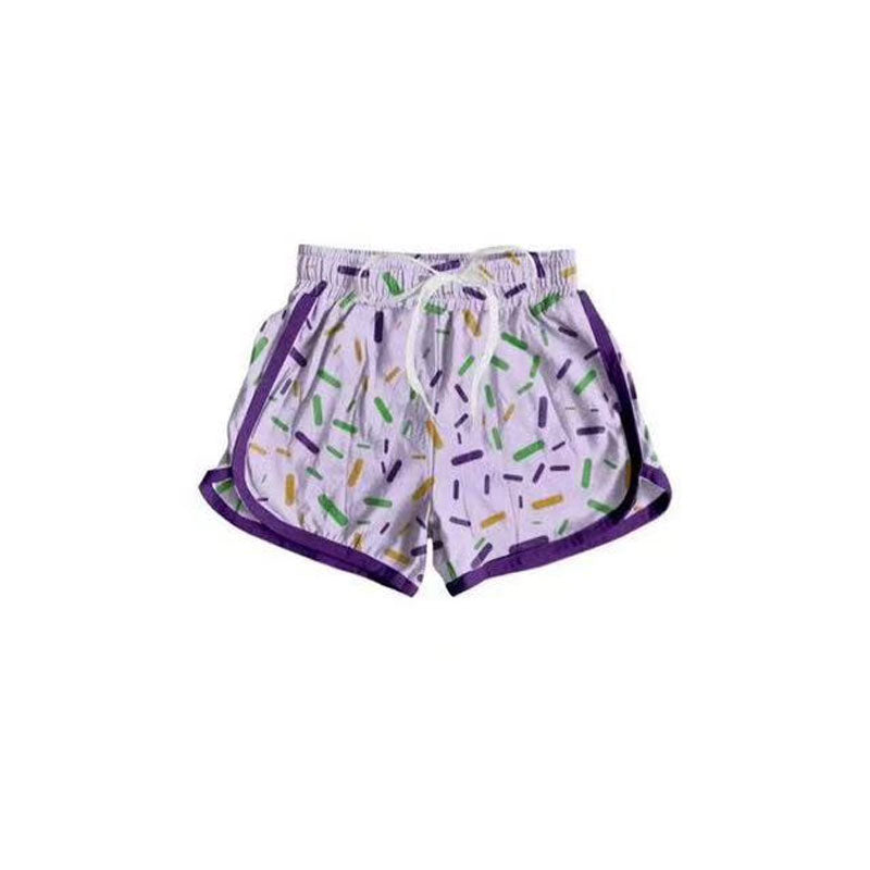 9.26 SS0656 Pre order No Moq Baby Girls Mardigras Sprinkles Team Shorts Bottom