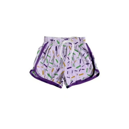 9.26 SS0656 Pre order No Moq Baby Girls Mardigras Sprinkles Team Shorts Bottom