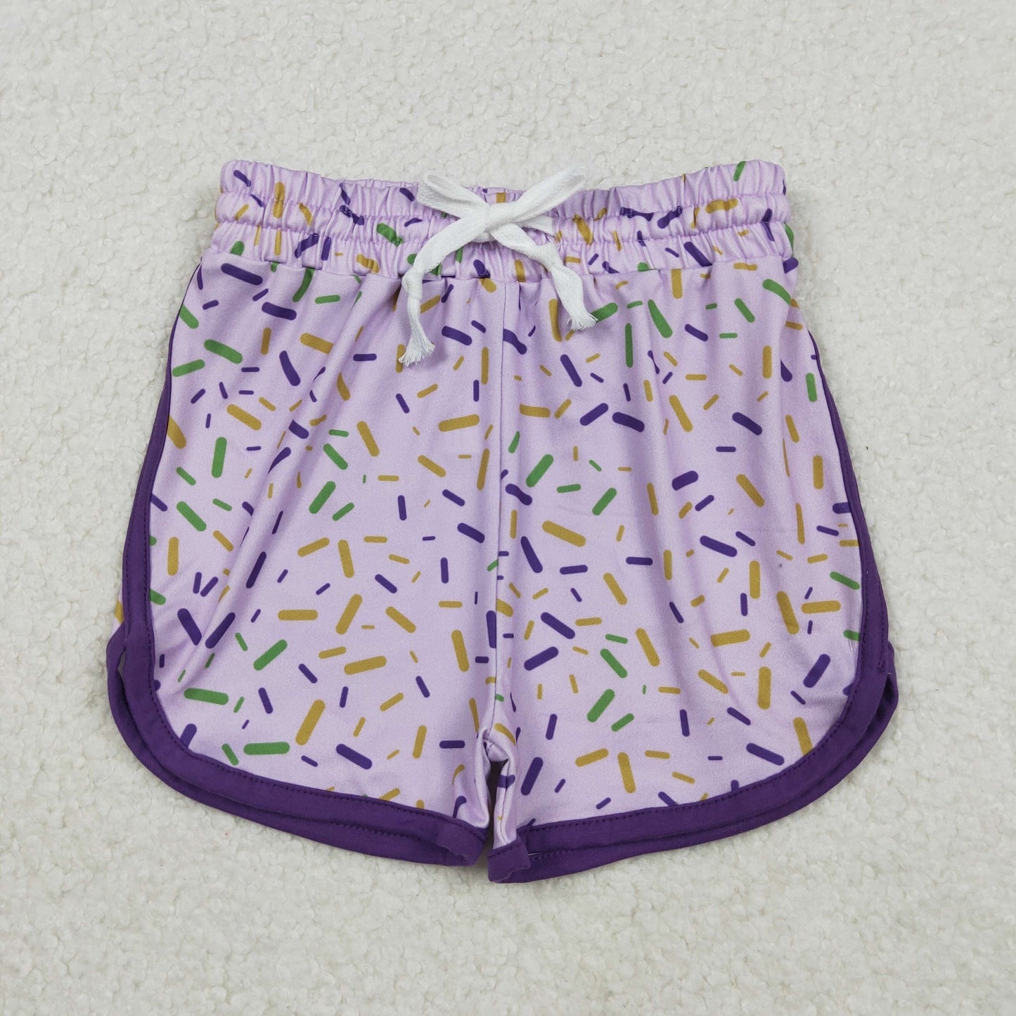 10.28 RTS NO MOQ （In stock）SS0656 Baby Girls Mardigras Sprinkles Team Shorts Bottom