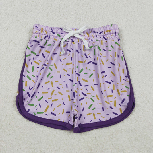 10.28 RTS NO MOQ （In stock）SS0656 Baby Girls Mardigras Sprinkles Team Shorts Bottom