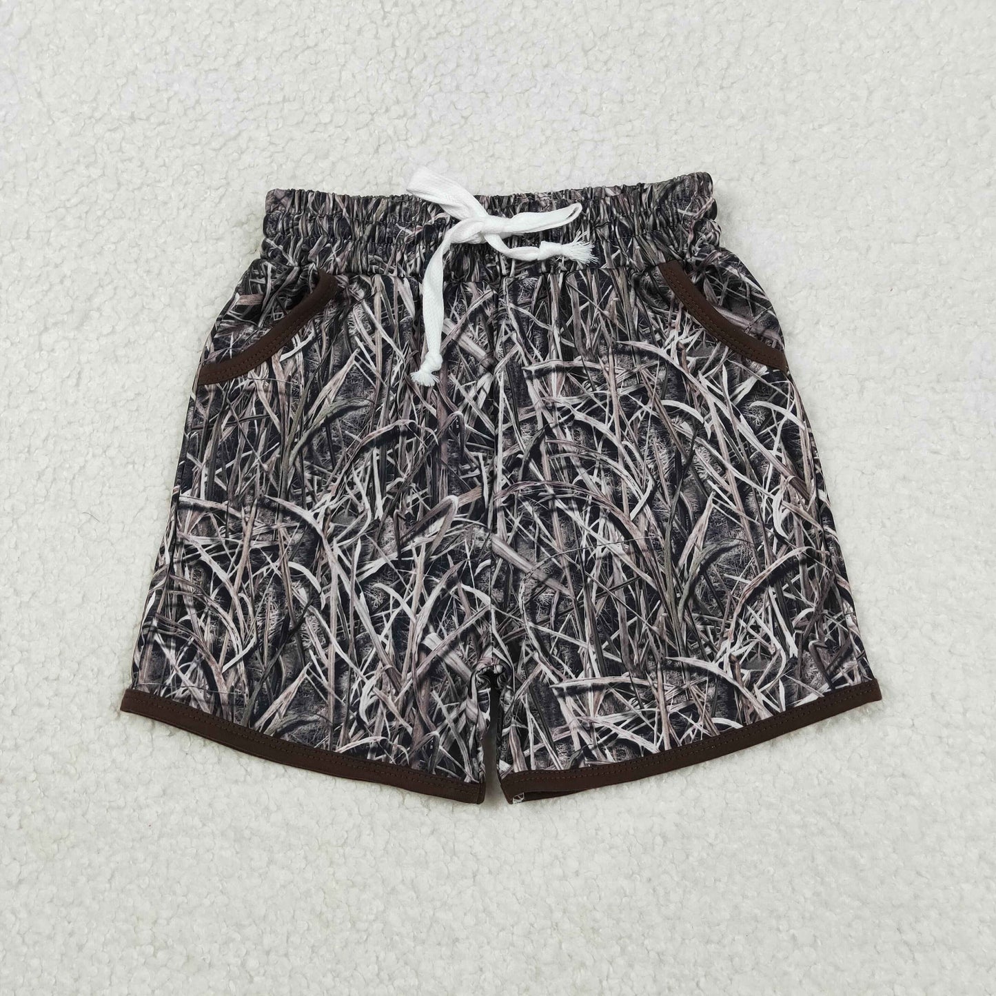 11.18 RTS NO MOQ （In stock）SS0674 Baby Boys Summer Shorts Baby Boys Leaves Camo Hunting Pockets Shorts Bottom
