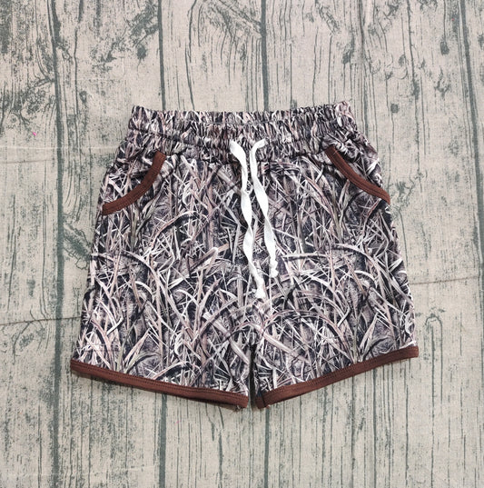 10.27 SS0674 Sample No Moq Baby Boys Grey Leaves Camo Hunting Pockets Shorts Bottom