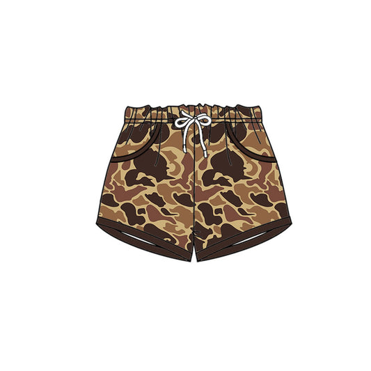 10.1 SS0676 Pre order No Moq Baby Boys Brown Khaki Camo Hunting Pockets Shorts Bottom
