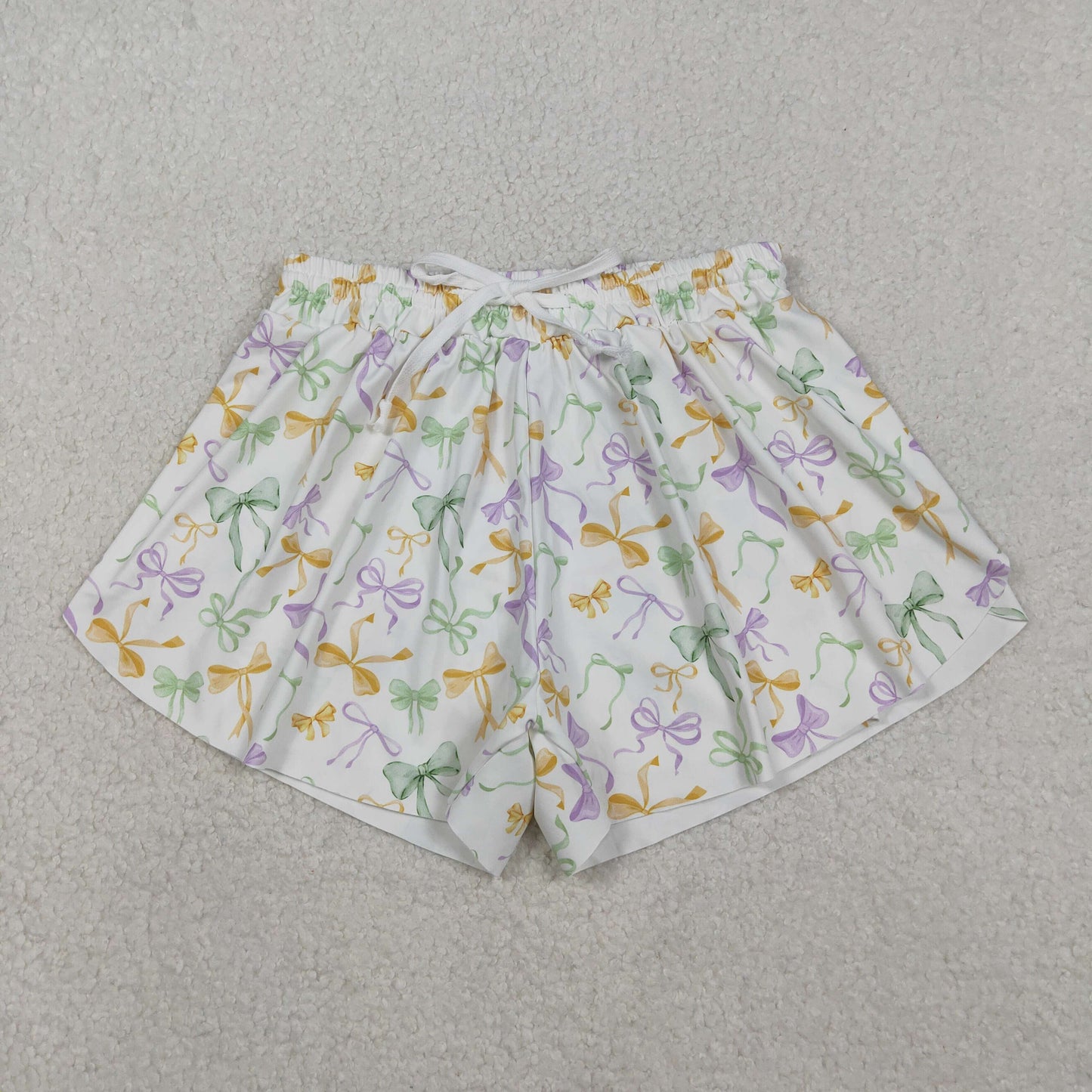 11.17RTS NO MOQ （In stock）SS0679 Adult Women Mardigras Bows Ruffle Yoga Shorts Bottoms