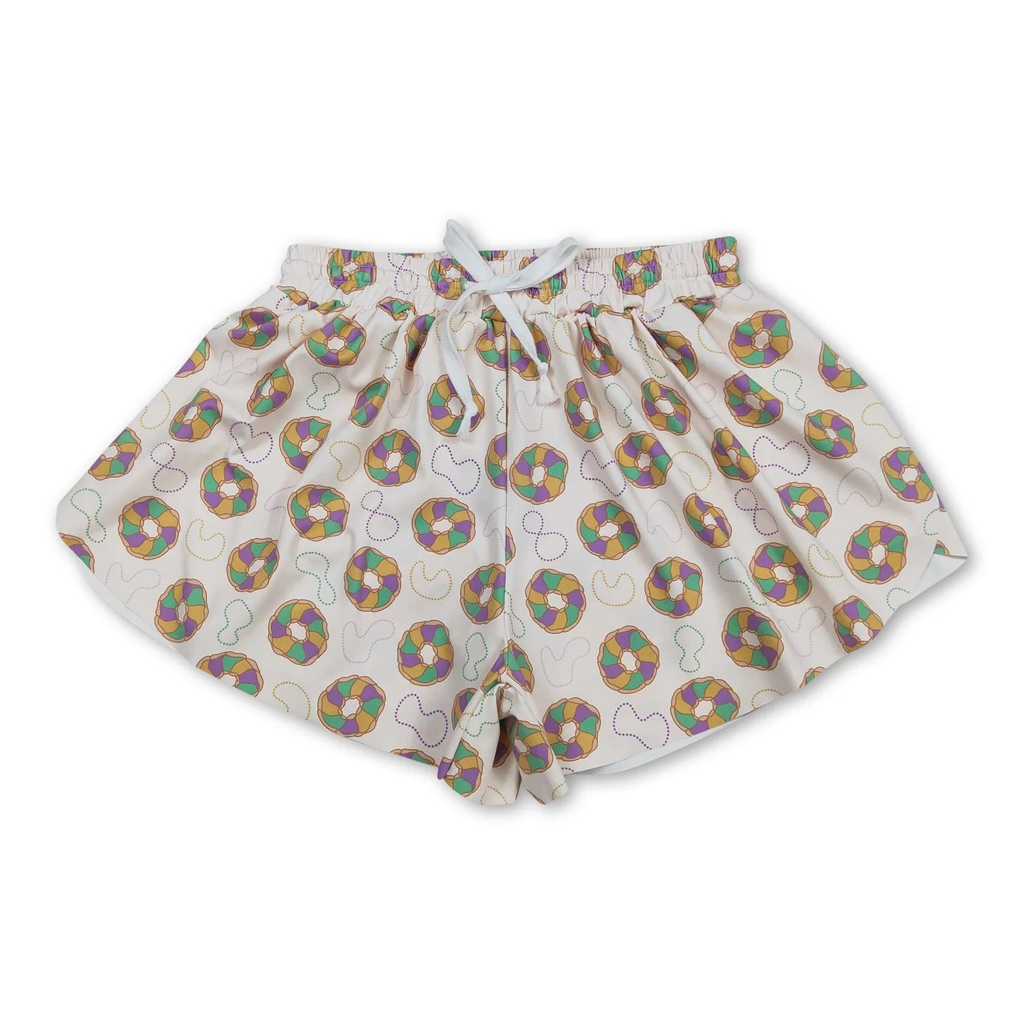 12.12 RTS Mama and Me Mardigras Donuts Necklaces Yoga Active Ruffle Shorts Bottom