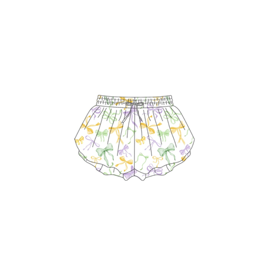 10.13 SS0682 Pre order No Moq Yoga fabric Baby Girls Mardigras Bows Plaid Yoga Shorts Bottoms