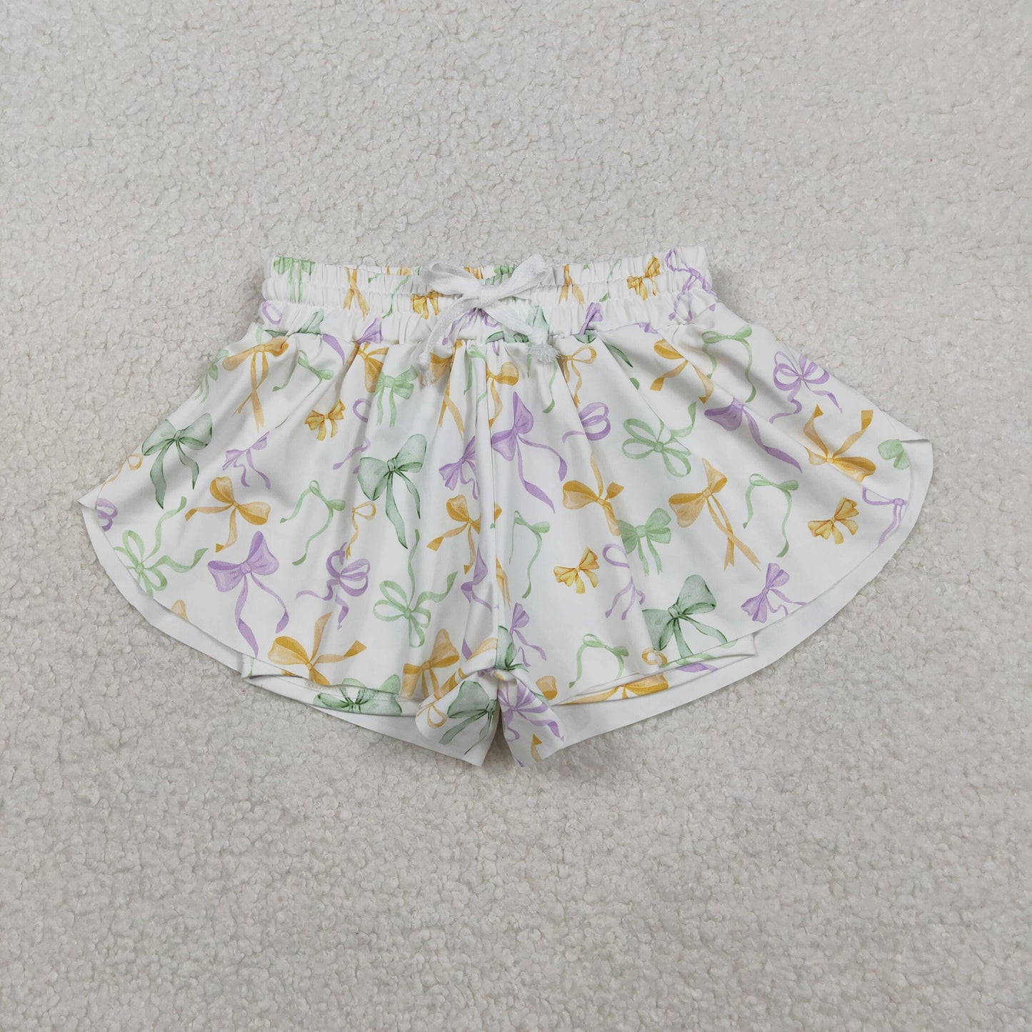 11.8 RTS NO MOQ （In stock）SS0682 Baby Girls Mardigras Bows Yoga Active Shorts Bottoms