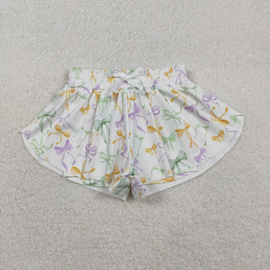 11.8 RTS NO MOQ （In stock）SS0682 Baby Girls Mardigras Bows Yoga Active Shorts Bottoms