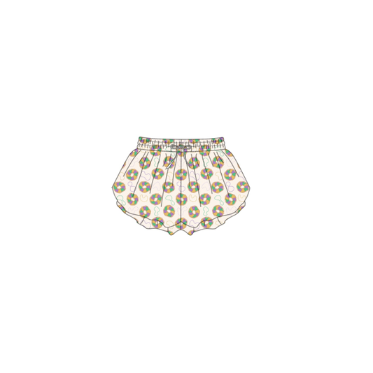 10.13 SS0683 Pre order No Moq Yoga fabric Baby Girls Mardigras Donuts Plaid Yoga Shorts Bottoms