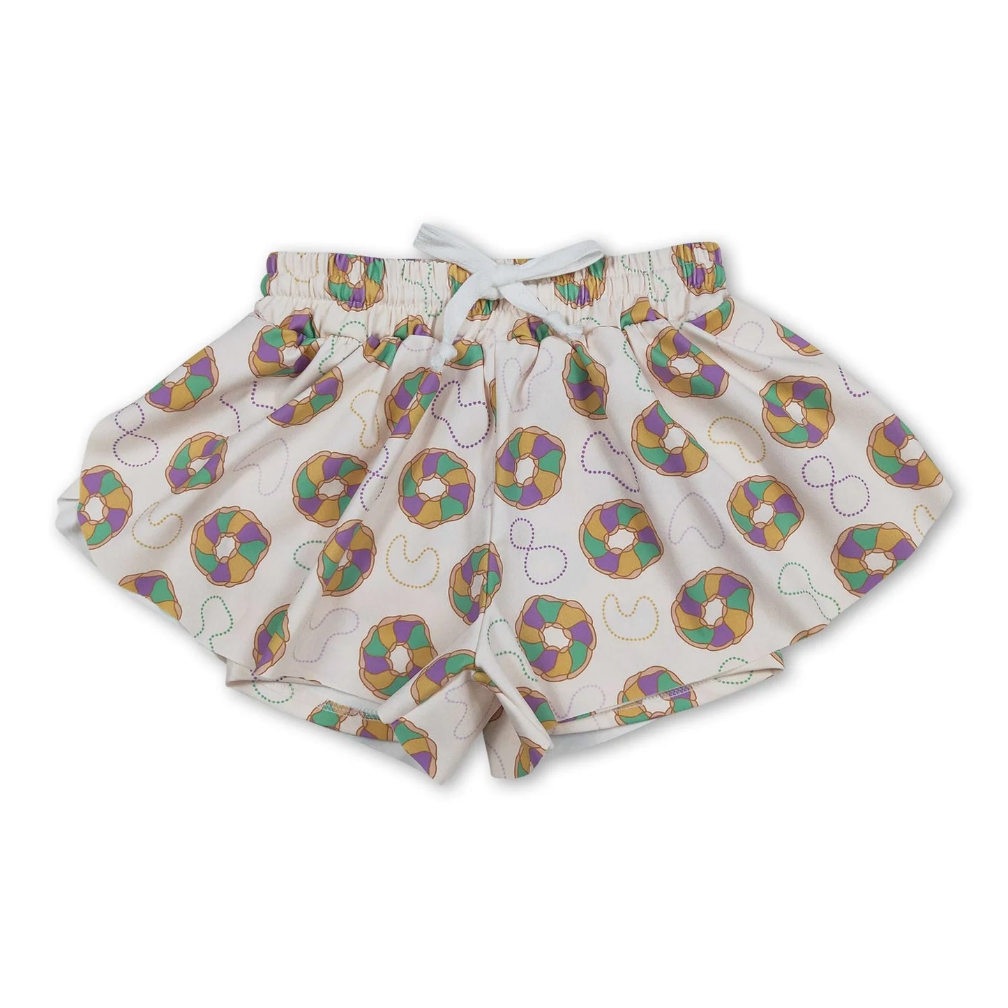 12.12 RTS Mama and Me Mardigras Donuts Necklaces Yoga Active Ruffle Shorts Bottom