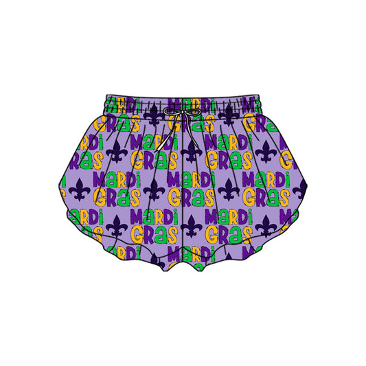 10.23 (Pre Order) No moq SS0708 PRE-ORDER Baby Girls Mardigras Anchors Plaid Yoga Ruffle Shorts Bottom