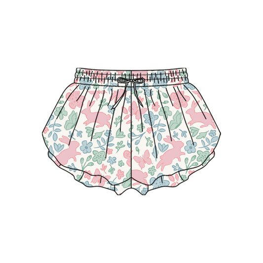 10.23 (Pre Order) No moq SS0718 PRE-ORDER Baby Girls Butterfly Rabbits Easter Yoga Ruffle Shorts Bottom