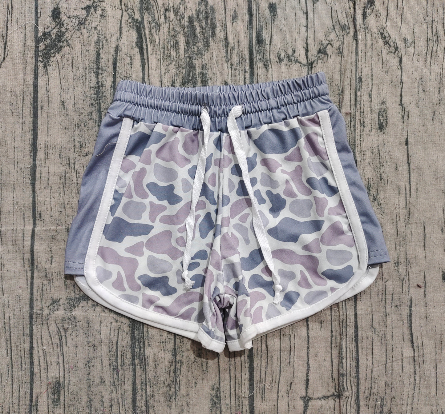 11.19 SS0740 Sample No Moq Baby Girls Light Grey Camo Southern Shorts Bottom