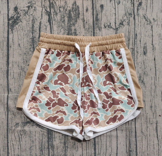 11.19 SS0741 Sample No Moq Baby Girls Green Camo Southern Shorts Bottom