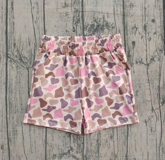 12.8 SS0757 Sample No Moq Baby Girls Southern Brown Pink Camo Pockets Shorts Bottom