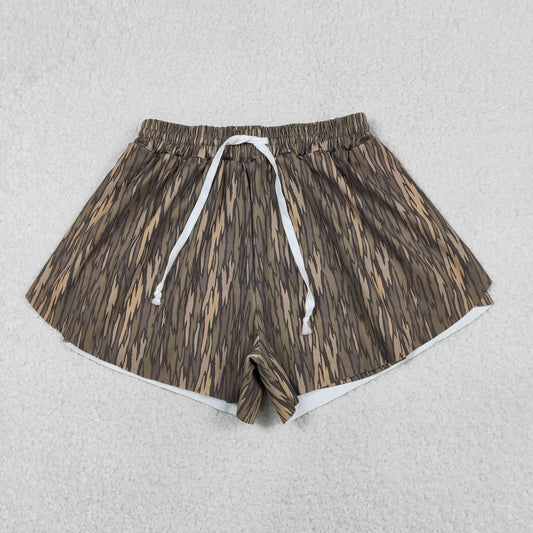 1.9 RTS NO MOQ （In stock）SS0766 Adult Women Southern Olive Camo Yoga Active Shorts Bottoms