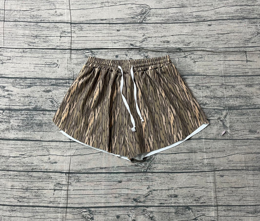 12.20 SS0766 Sample No Moq Yoga fabric Adult Women Southern Olive Camo Yoga Shorts Bottoms
