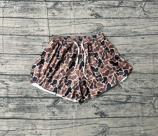 12.17 SS0767 Sample No Moq Yoga fabric Adult Women Southern Brown Camo Yoga Shorts Bottoms