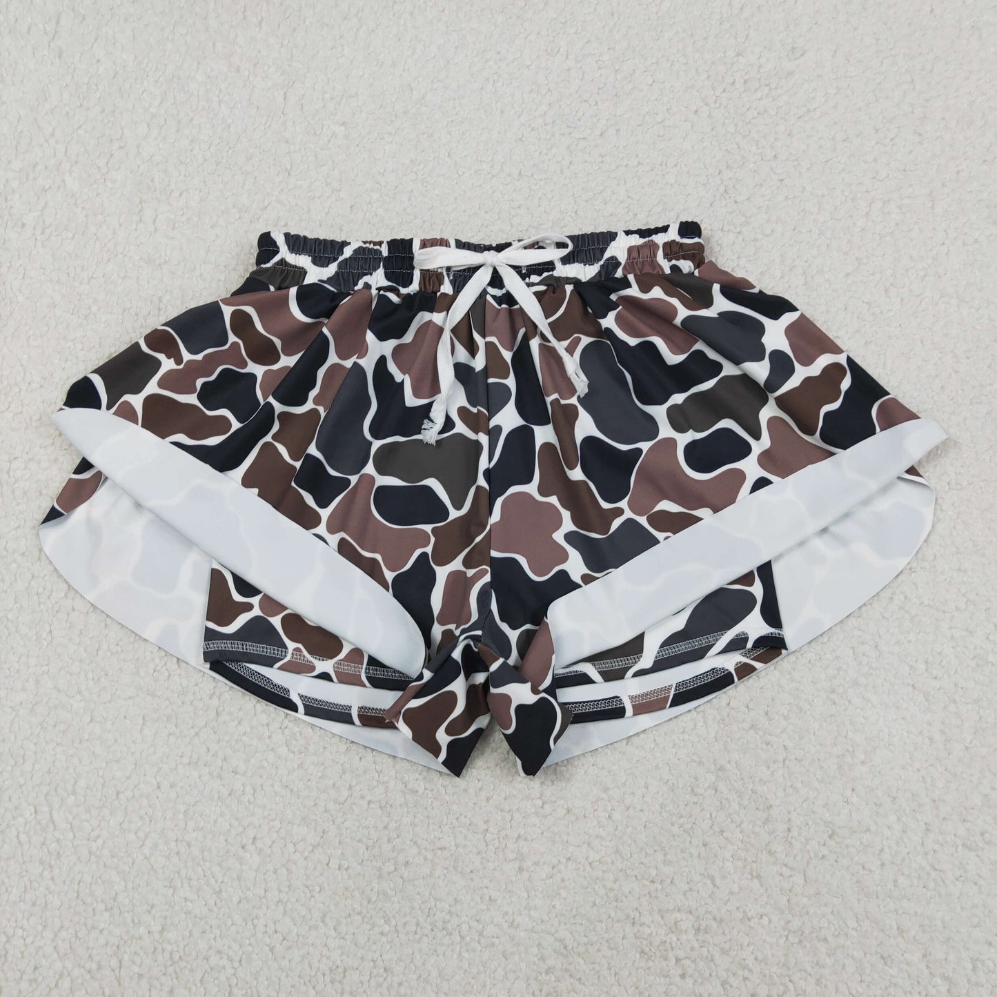 SS0768 RTS NO MOQ （In stock）Brown camo adult women summer active shorts