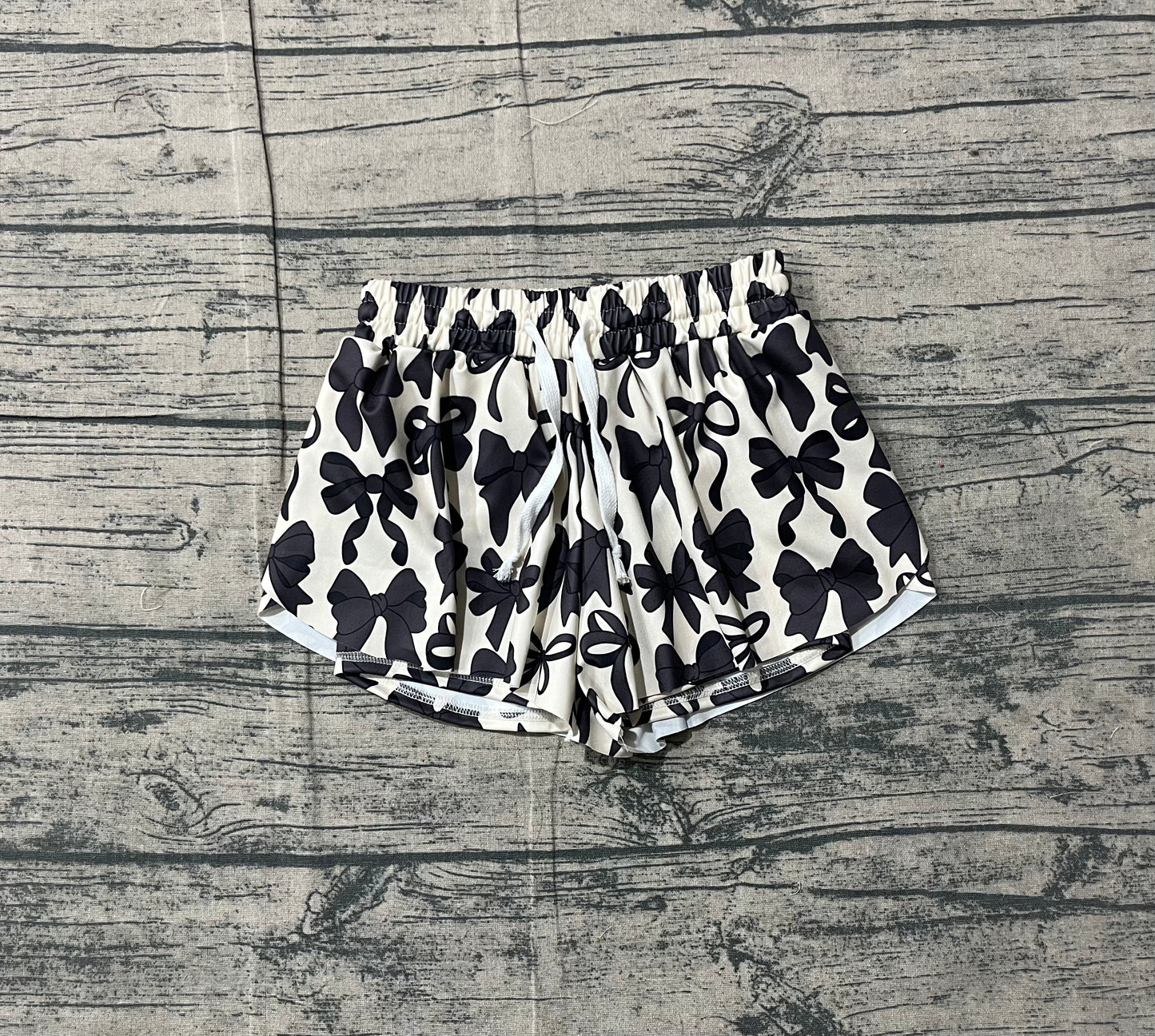 12.17 SS0770 Sample No Moq Yoga fabric Baby Girls Black Bows Yoga Active Ruffle Shorts Bottom
