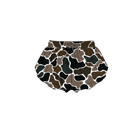 12.16 SS0773 Pre order No Moq Yoga fabric Baby Girls Southern Dark Brown Camo Yoga Active Ruffle Shorts Bottom
