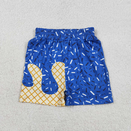 1.6 RTS NO MOQ （In stock）SS0772 Baby Boys Summer Shorts Baby Boys Hot Blue Sprinkle Drip Team Shorts Bottom