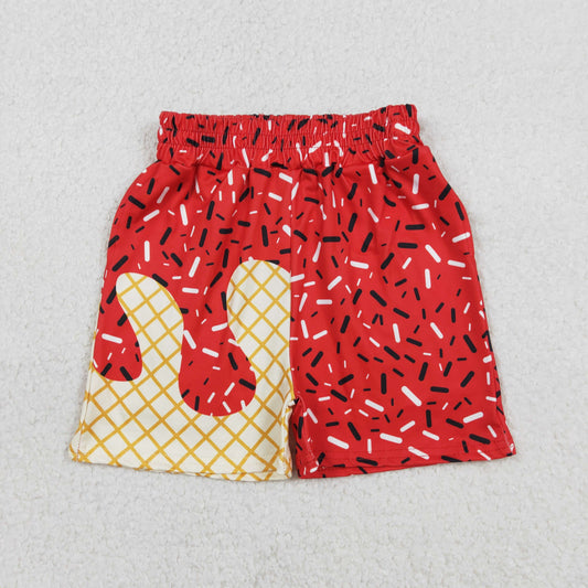 1.6 RTS NO MOQ （In stock）SS0776 Baby Boys Summer Shorts Baby Boys Red Sprinkle Drip Team Shorts Bottom