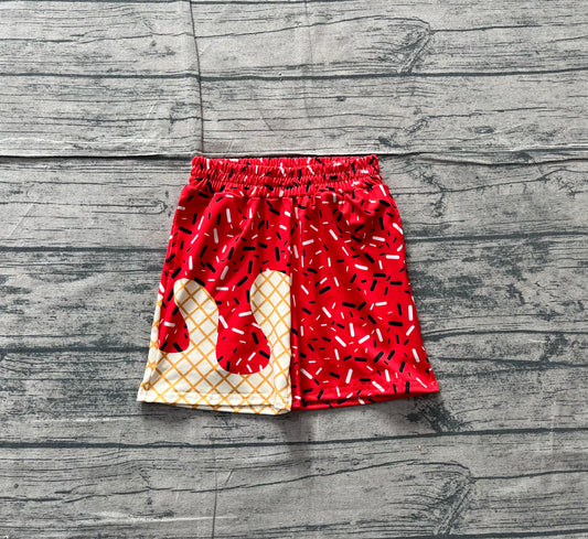 12.25 SS0776 Sample No Moq Baby Boys Red Drip Sprinkle Team Shorts Bottom