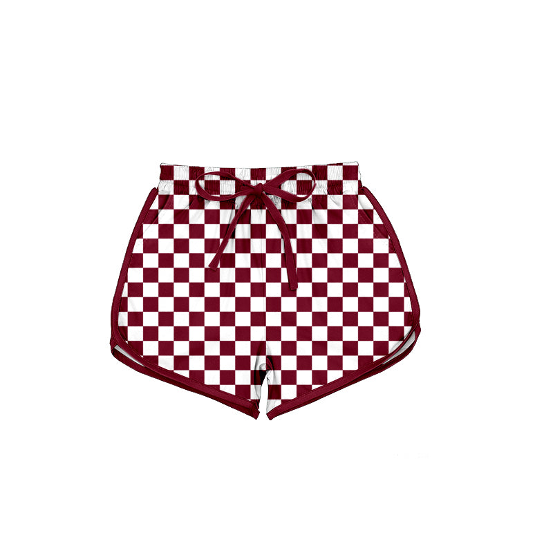 1.8 SS0796 Pre order No Moq Adult Women Red Checked Pockets Shorts Bottom