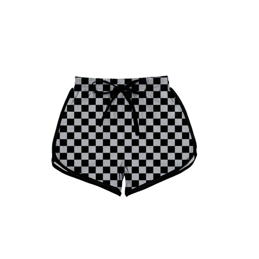 1.8 SS0797 Pre order No Moq Adult Women Black Checked Pockets Shorts Bottom