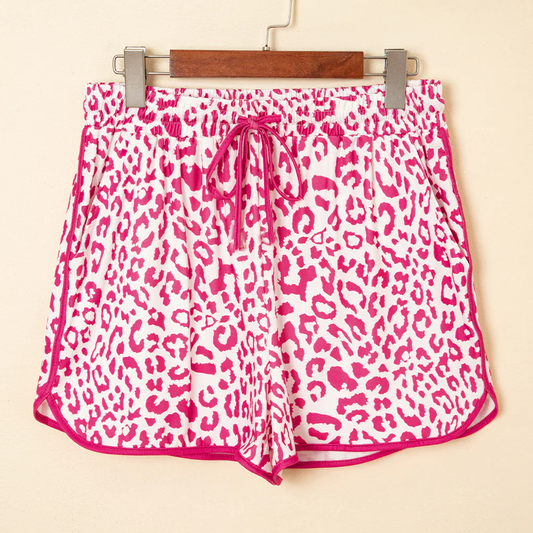 1.8 SS0800 Pre order No Moq Adult Women Pink Leopard Pockets Shorts Bottom