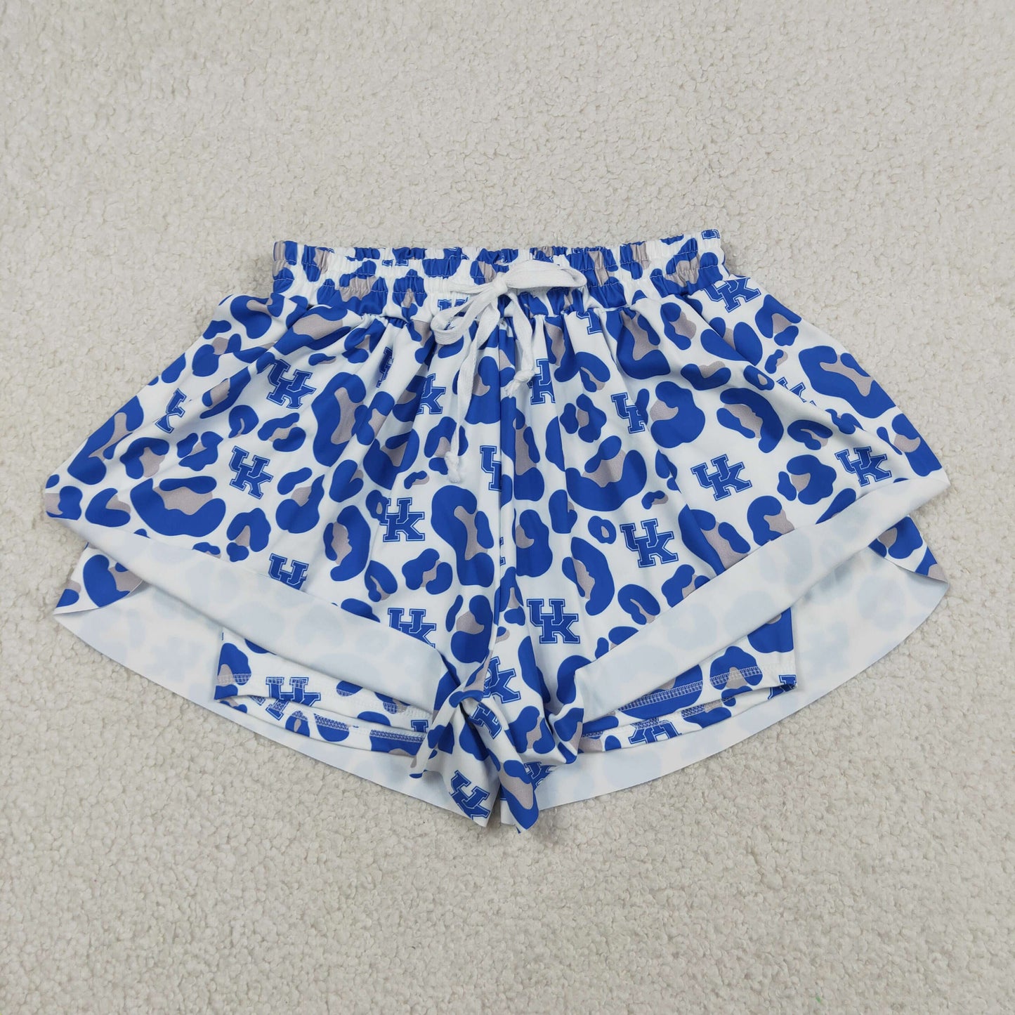 SS0802 RTS NO MOQ （In stock）Blue leopard U K adult women team active shorts