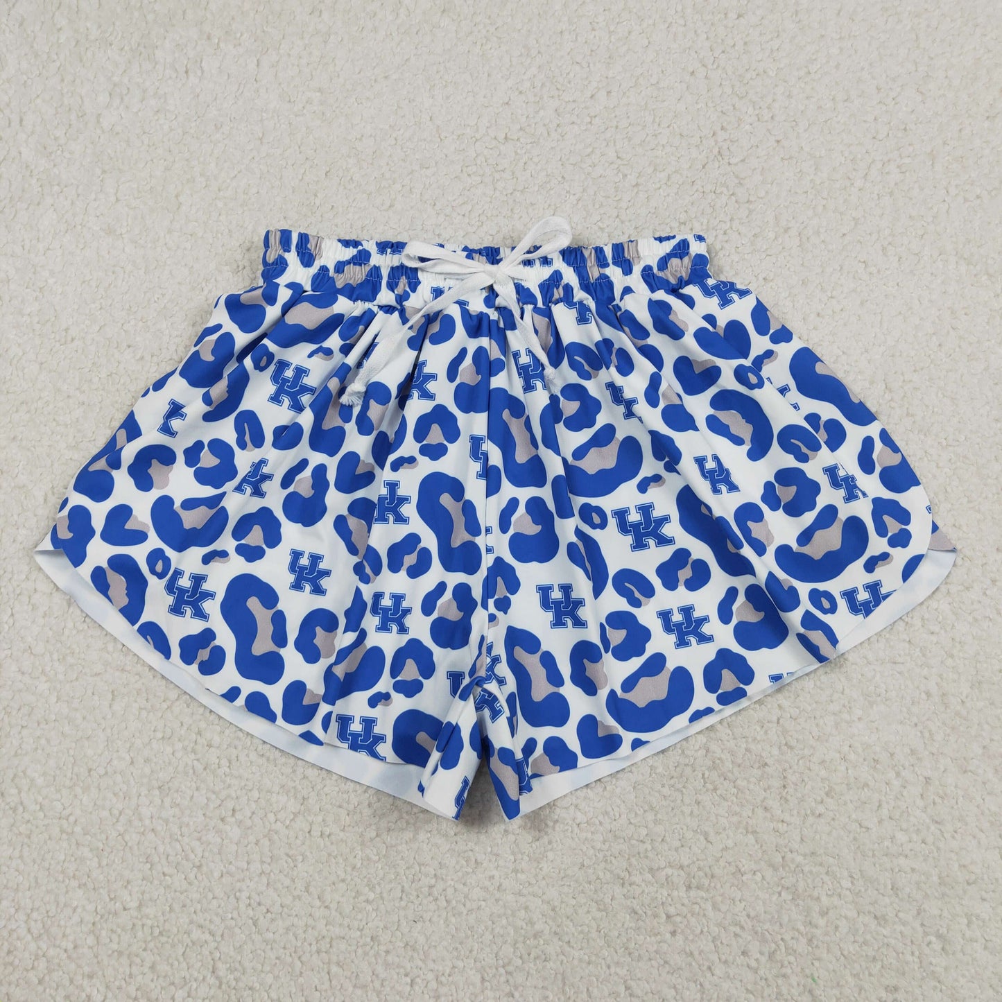 SS0802 RTS NO MOQ （In stock）Blue leopard U K adult women team active shorts
