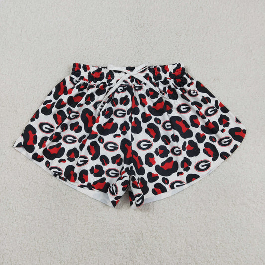 3.12 RTS NO MOQ （In stock）SS0804 Adult Women Black Red Leopard G Team Yoga Active Ruffle Shorts Bottoms