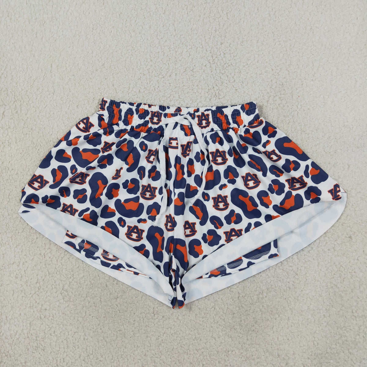 RTS NO MOQ （In stock）yoga fabric SS0809 Yoga Adult Women Navy Leopard Yoga Active Ruffle Shorts Team Bottoms