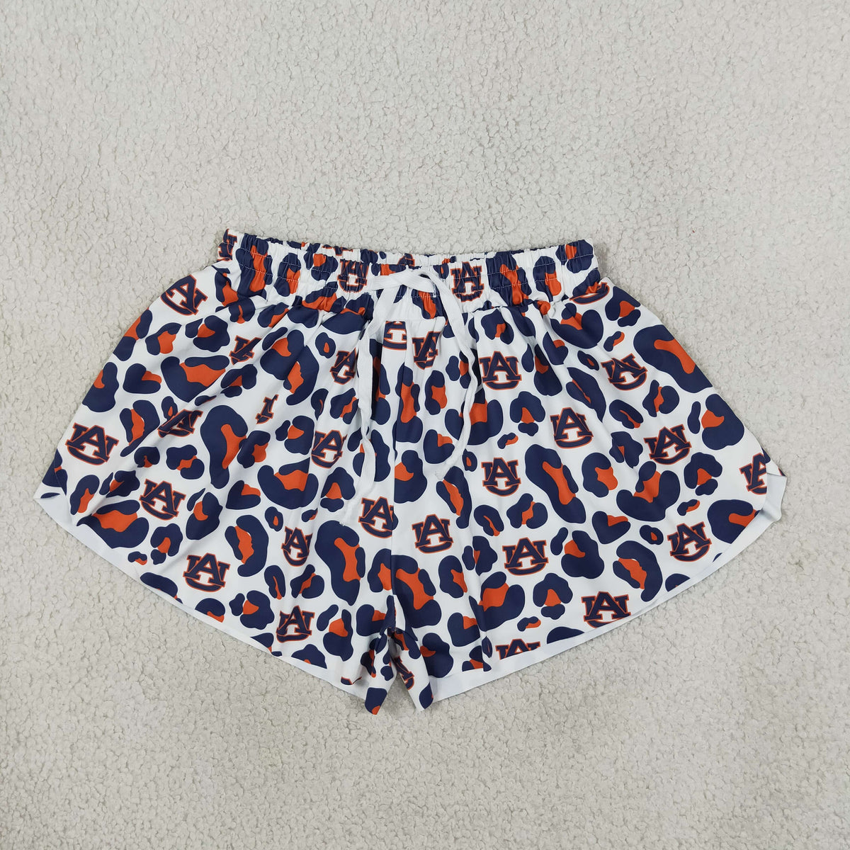 RTS NO MOQ （In stock）yoga fabric SS0809 Yoga Adult Women Navy Leopard Yoga Active Ruffle Shorts Team Bottoms