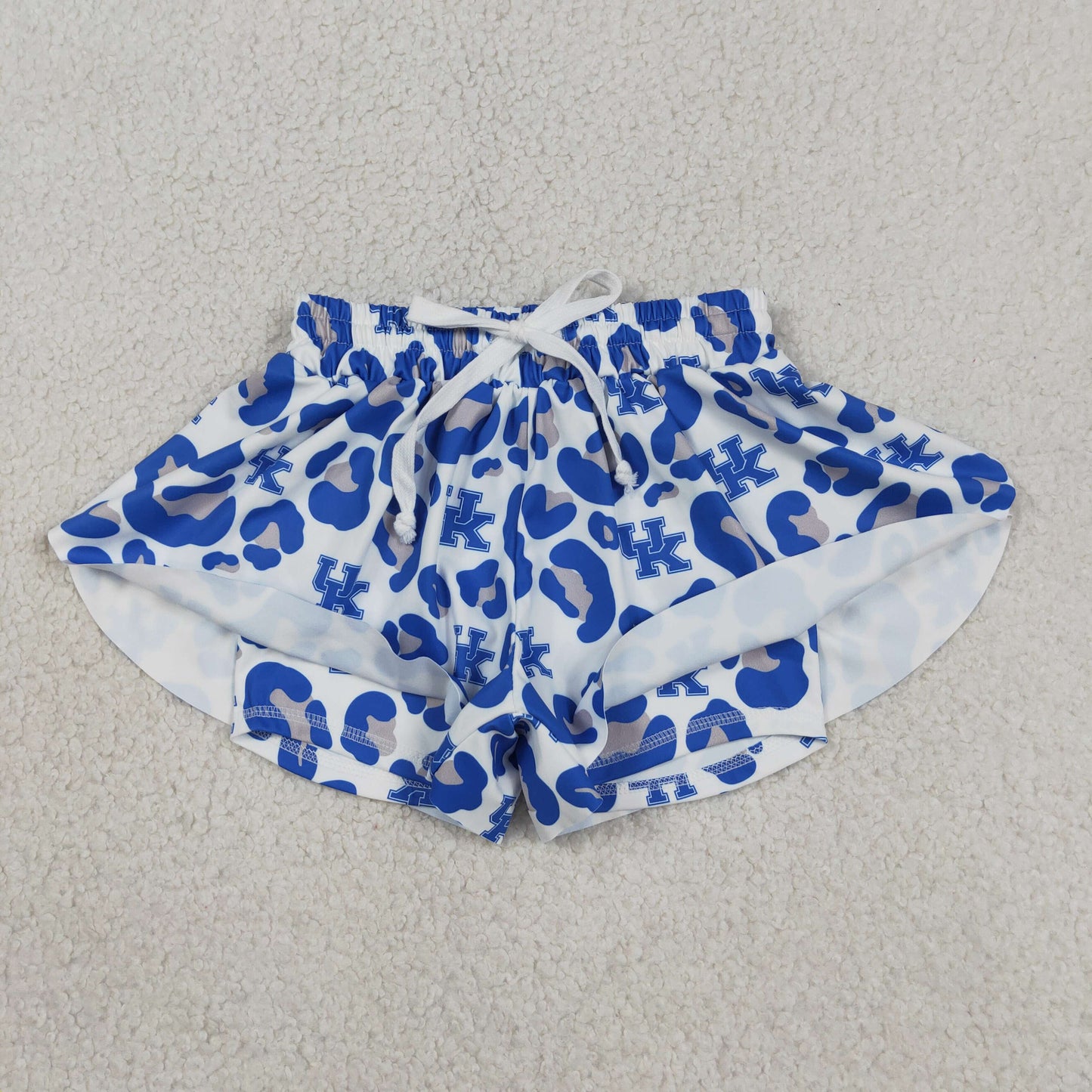 SS0812RTS NO MOQ （In stock）Blue leopard kids girls team active summer shorts