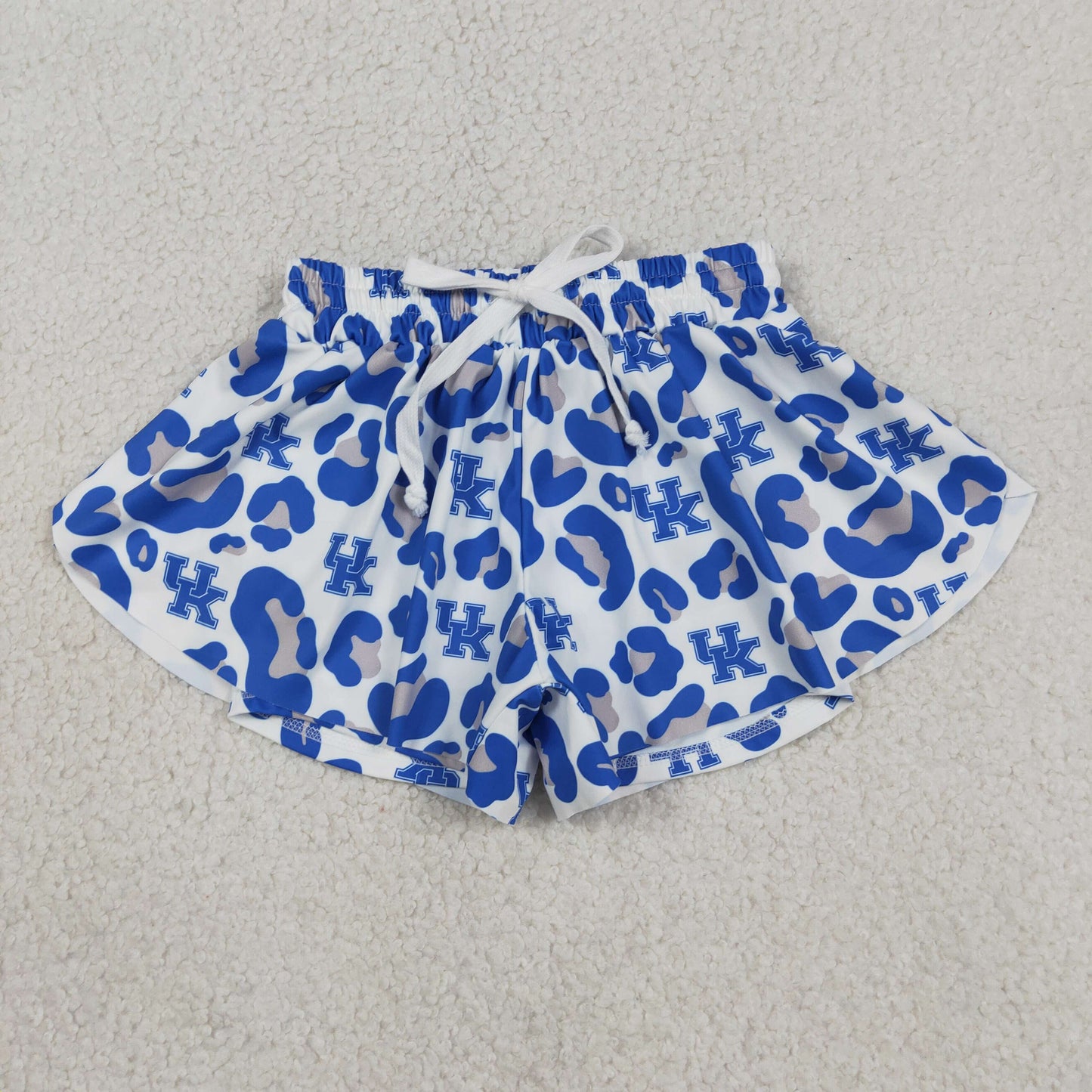 SS0812RTS NO MOQ （In stock）Blue leopard kids girls team active summer shorts