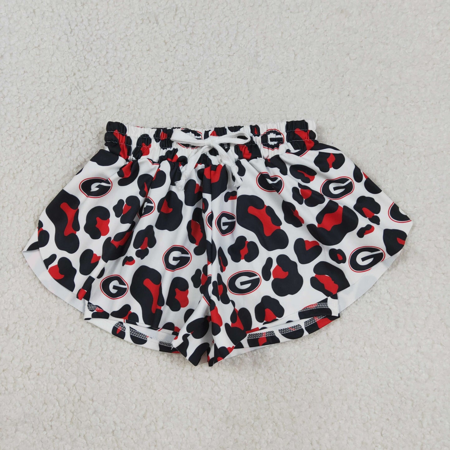 3.14 RTS NO MOQ （In stock）SS0814  Baby Girls Cute Black Leopard G Yoga Active Team Ruffle Shorts Bottom