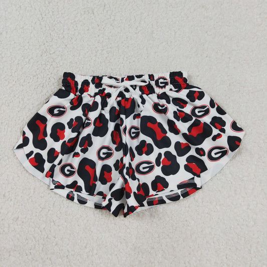 3.14 RTS NO MOQ （In stock）SS0814  Baby Girls Cute Black Leopard G Yoga Active Team Ruffle Shorts Bottom
