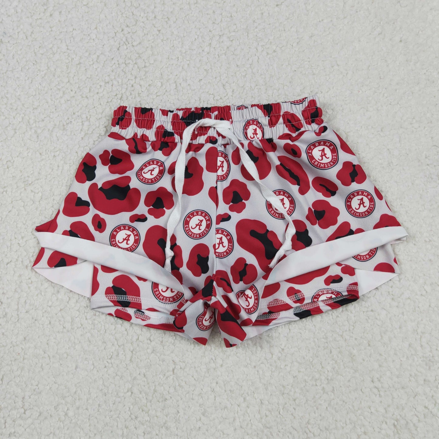 SS0817 RTS NO MOQ （In stock）Red leopard kids girls team active summer shorts