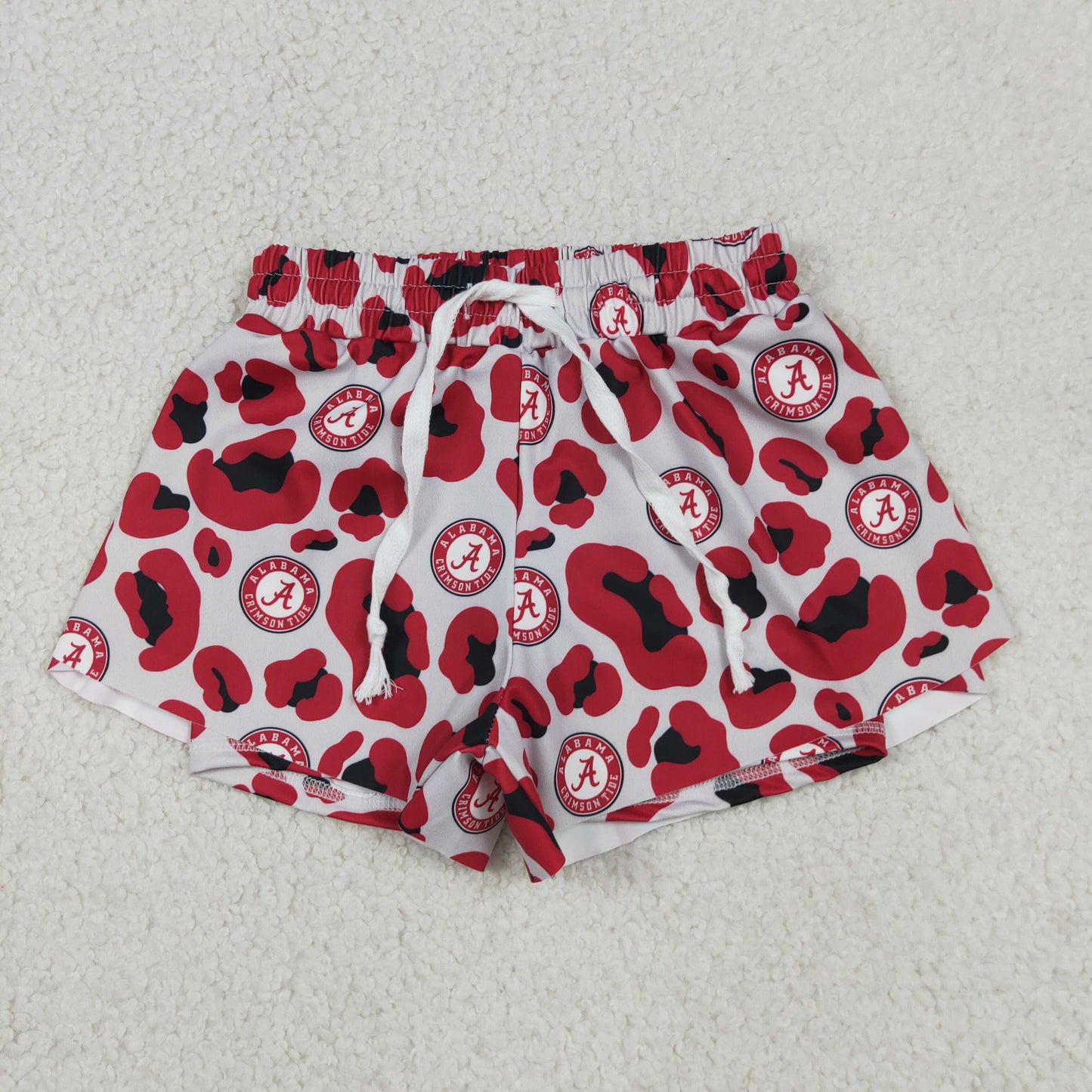 SS0817 RTS NO MOQ （In stock）Red leopard kids girls team active summer shorts